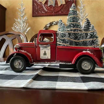 Ornements de voiture en résine, artisanat, ornements d'arbre de noël, ferme, camion rouge, ornements de décoration de noël